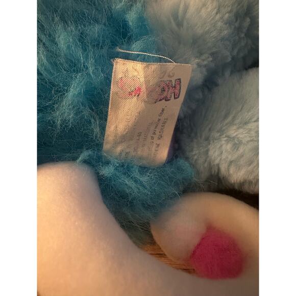 RARE Vintage 1980s Hooks Trunk Elephant Plush Stuffed Animal Pink Blue Toy - Picture 6 of 6